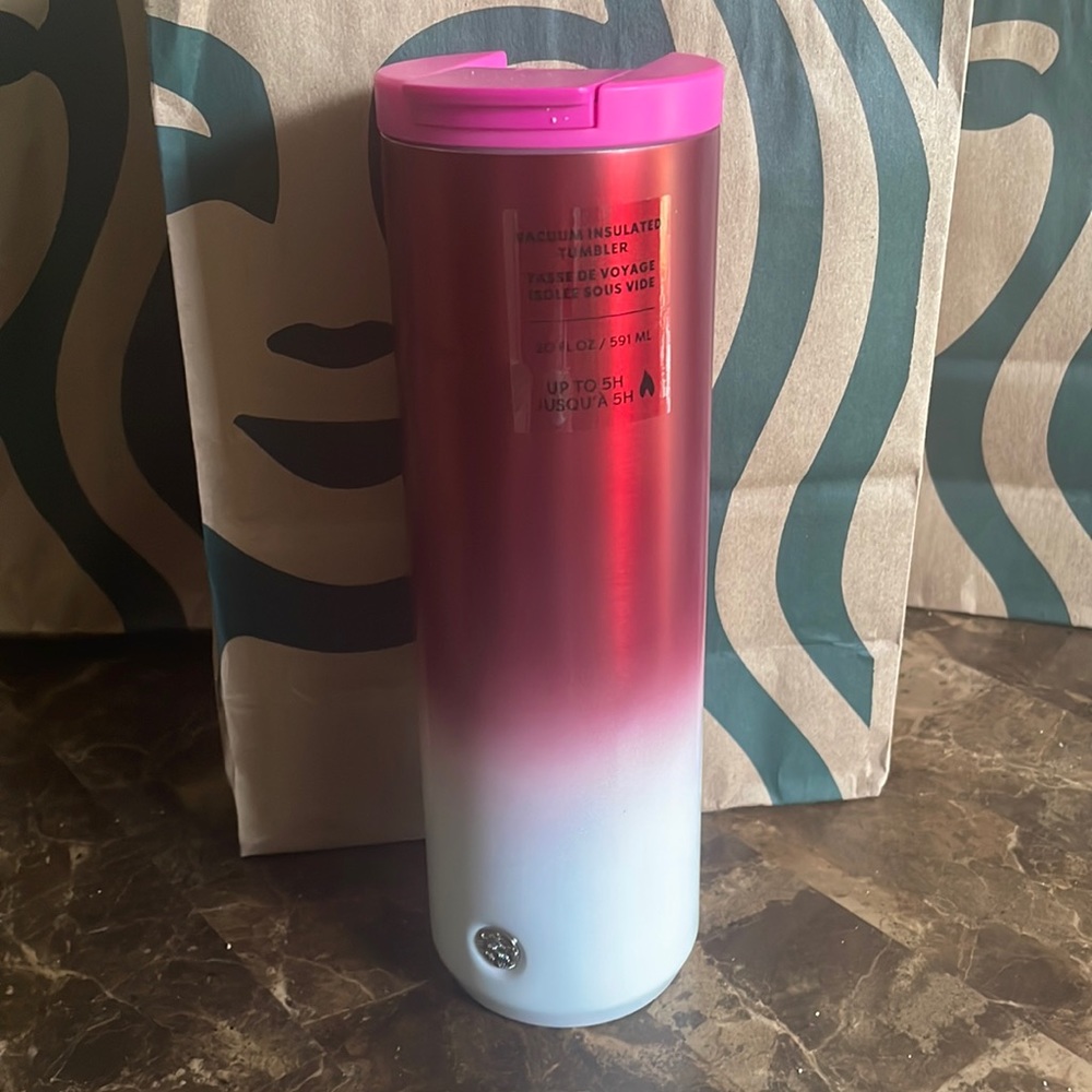 Starbucks Holiday 2021 Pink and White Stainless Steel Vacuum Tumbler/ Thermal